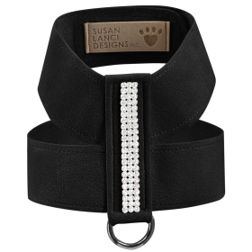 Susan Lanci Designs 3 Row Giltmore Crystals Tinkie Harness (Color: Black, size: small)