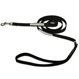 Susan Lanci Designs 3 Row Giltmore Crystals Leash (Color: Black, size: 4 FT)