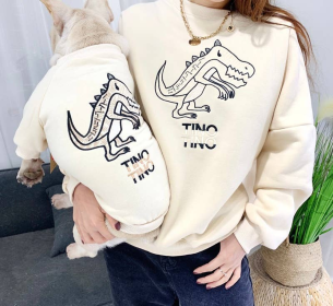 Dinosaur Love - Matching Pet and Owner Clothing Set (Color: Beige, size: 2XL)