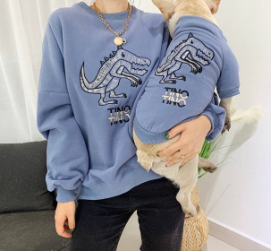 Dinosaur Love - Matching Pet and Owner Clothing Set (Color: Blue, size: XL)
