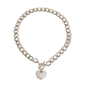 Heart Toggle Necklace (Color: Silver)