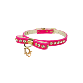 Dior-able Velvet Bow Dog Collar (size: 16")